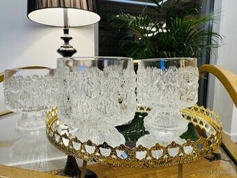 Retro robustné poháre na zmrzlinu-puding ako nové