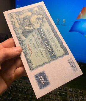 Staré bankovky 1000 korun 1934 skoro bezvadný stav