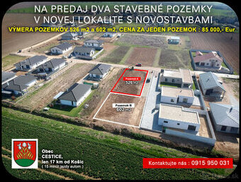 DVA POZEMKY V NOVEJ IBV LOKALITE obce CESTICE