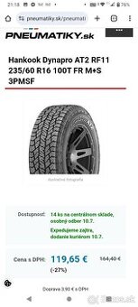 Hankook dynapro AT2 235/60-R16