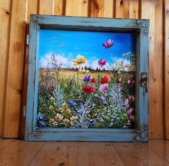 Obraz v starom okne 55x54 cm