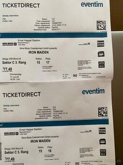 Iron Maiden vo Viedni / 2 lístky
