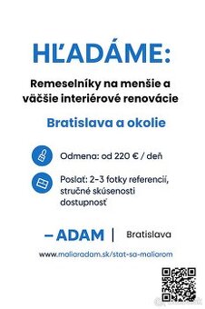 €220/deň - Rekonštrukčné práce / Bratislava a okol