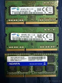 RAM 4GB DDR3L / DDR3 SODIMM pre notebook (Samsung, ADATA)