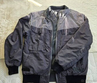 Pánska bunda na zips, Glo-Story, sivá s bielymi pruhmi, M/L