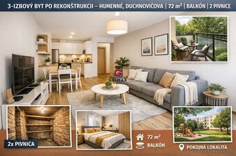 Na predaj priestranný 3-izbový byt po rekonštrukcii – Duchno