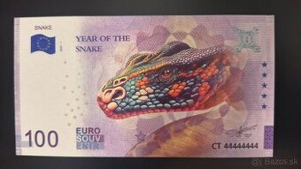 100 EUR, fantasy suvenír, 2025, CT44444444, stav UNC
