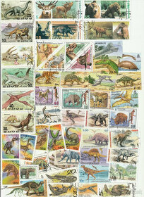 Známky Dinosaury a Prehistorické zvieratá 50 ks