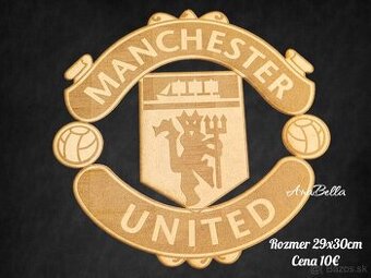 Drevené logo Manchester United