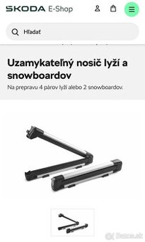 Uzamykatelny stresny nosic lyzi a snowboardov Skoda Superb