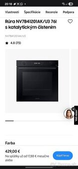 Samsung Rúra NV7B41201AK/U3 76l s katalytickým čistením