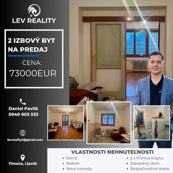 PRIESTRANNÝ 2-IZBOVÝ BYT 54 m² S DVOMA PIVNICAMI - 1