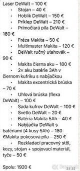 Predam nepoužívané náradie Dewalt Makita