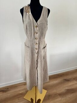 nové ražné ľanové prepínacie šaty Mango veľ. L