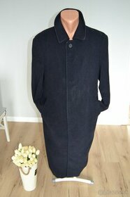 Pánsky tmavomodrý dlhý elegantný kabát, veľ. 48