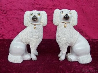 Starožitné porcelánové figúry psov - Stafordšírsky Španieli