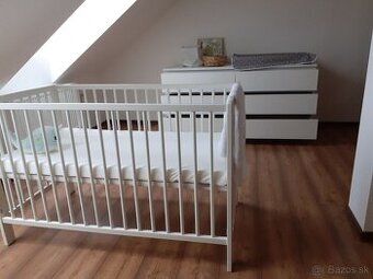 Detská postieľka biela drevo GULLIVER IKEA