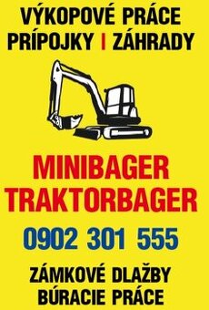 Výkopové práce, minibager, traktorbager, zámkové dlažby