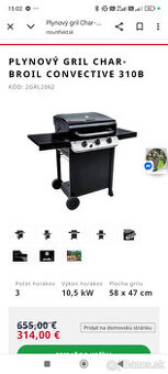 Záhradný gril Plynový gril Char-Broil Convective 310B
