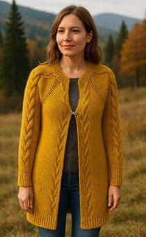 Predám ručne pletený sveter horčicovo-žltá