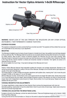 Vector Optics Artemis 1-8x26 FFP CQB/DMR