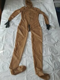 Celotelový latexový oblek catsuit telovo transparentny s kuk - 1