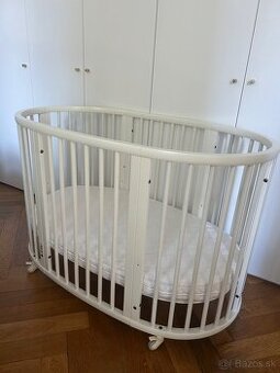 Stokke Mini + extention kit + matrace + mantinel + plachty