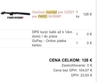 Oceľová montáž na CZ 527 pre PARD NV008