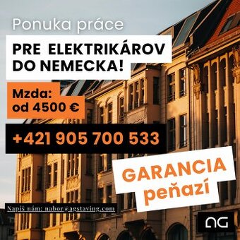 Elektrikar ponuka práce  Nemecko a Rakúsko