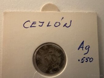 Strieborná minca 1924 Cejlón 10 cents (0.550 Ag) - 1