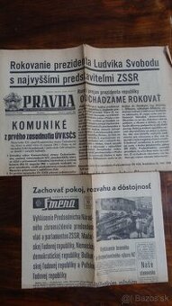 Predám 2ks retro vzácne staré noviny , august 1968