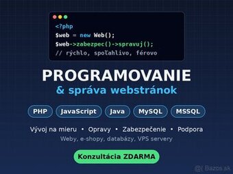 Ponúkam softvérové služby, správu webstránok