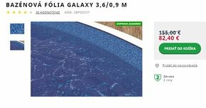 Nová - Bazénová folia Galaxy V1 3,6 m výška 0,9 aj 1,07m