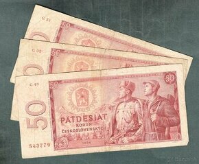 Staré bankovky 50 kčs 1964 - 3 kusy