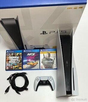 PS 5 s mechanikou + 1x ovládač + 3 hry + krabica