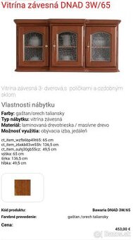 Vitrína závesná Bawaria DNAD 3W/65