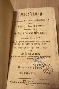 RARITA: Zákony Kráľovstva českého (1821) – 9.