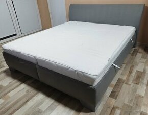 siva manzelska postel Fines s matracmi, 180x200x50 cm