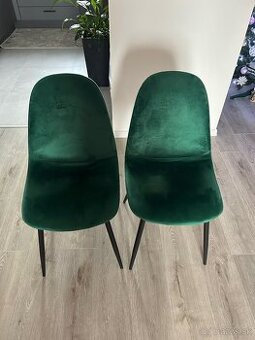 Predám jedálenské stoličky – zelený zamat (4 ks)