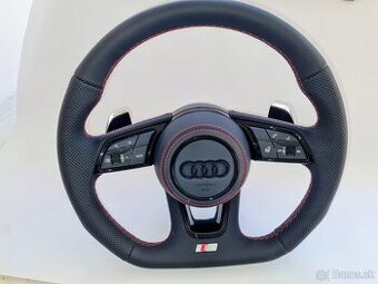 VYHRIEVANY AUDI Kožený volant Červená niť +AIRBAG + F1 PADLA