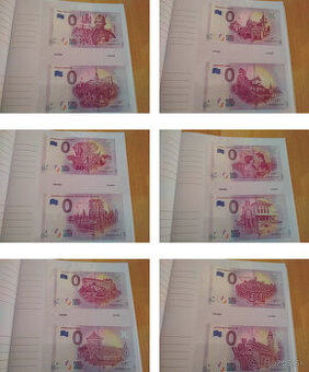 Slovenské 0 eurové Euro bankovky.