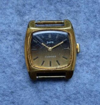 Pozlátené vintage stare hodinky ZARJA (ZSSR) - 1