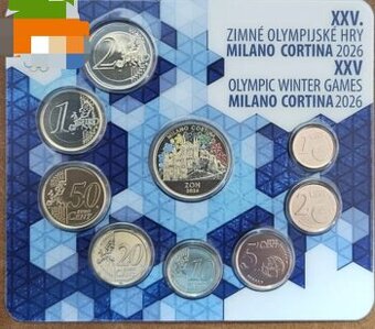 Slovensko 2026 sada 8 mincí - XXV. ZOH miláno cortina invest
