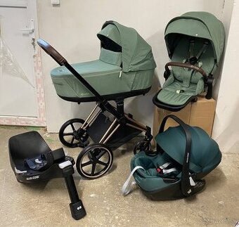 Kočík Cybex Priam Rosegold Leaf Green - Trojkombinácia