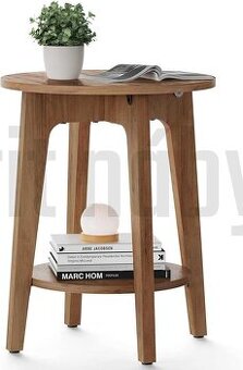 VASAGLE príručný stolík – drevo/čierny kov, nový