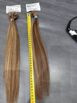 Ľudské vlasy na nadpojenie -hneda s blond melírom (161 ks) - 1