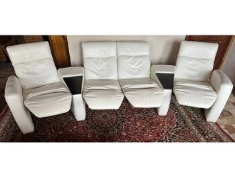 Kožená relaxační sedací souprava 2+1+1, 3193