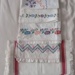 Krásne ručne tkané, vyšívané ľanové plátno, štóly