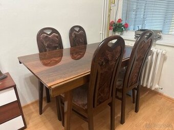 Stol 130x80 až 180x80 + 4 stoličky