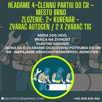 Práca Brno - Zvárač+ Kurenár